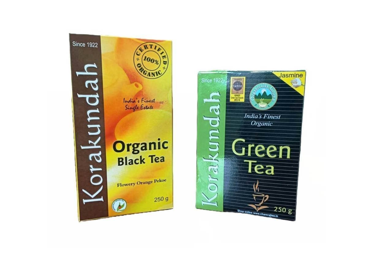 uk61pROdGV5RL-1.jpg KORAKUNDAH Organic Black Tea 250 g|KORAKUNDAH Organic Green Tea (Jasmine) 250 g |Pack of 2|Total 500 g|India's Finest Chamraj Nilgiri Tea - Fast UK Delivery - Image 1