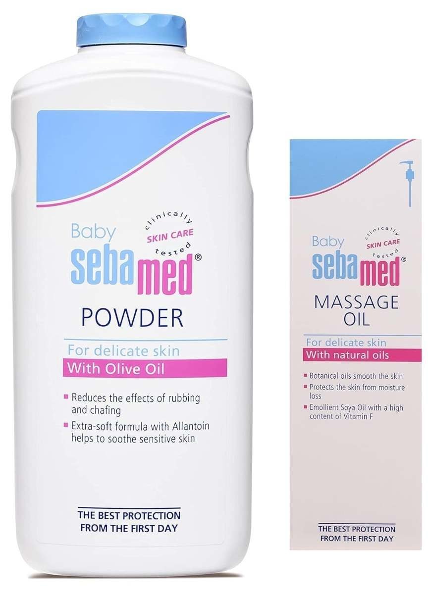 uk61pobecfIqL-1-1.jpg Sebamed SebaMed Baby Powder, 200g & Baby Massage Oil, 150ml Combo - Fast UK Delivery - Image 1