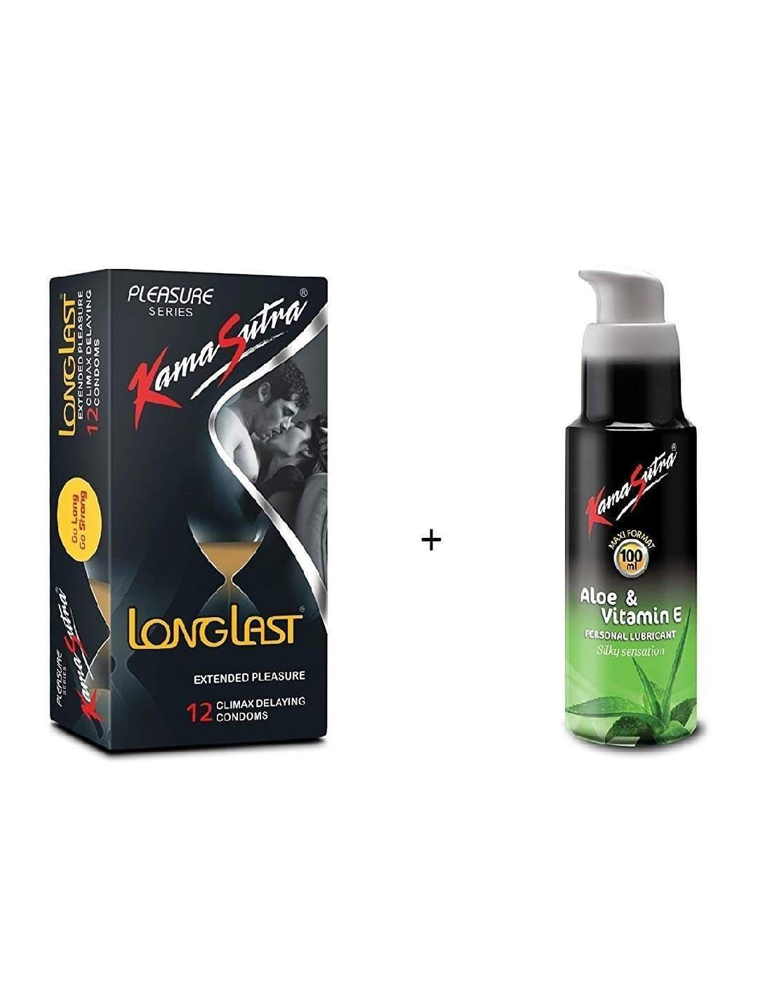 uk61qeb5j4rL-1.jpg KamaSutra Combo of Extended Pleasure 12 Condoms and Aloe Vera Vitamin E Lubricants (50ml) - Fast UK Delivery - Image 1