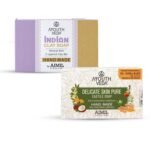 Ayouthveda Handmade Herbal Soap Combo, Indian Clay Soap & Delicate Skinpure Castile Soap (100g Each) |Made with Sandalwood Oil, Multani Mitti & Coconut Oil | Brightens Skin | Handmade | Free from Harsh Chemicals - Fast UK Delivery