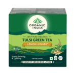 ORGANIC INDIA Tulsi Green Tea Lemon Ginger 50 Teabags, 50 gram - Fast UK Delivery
