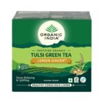 ORGANIC INDIA Tulsi Green Tea Lemon Ginger 50 Teabags, 50 gram - Fast UK Delivery