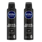 Nivea Men Deep Impact Freshness Deodorant Spray - For Men,150 ml (Pack of 2) - Fast UK Delivery