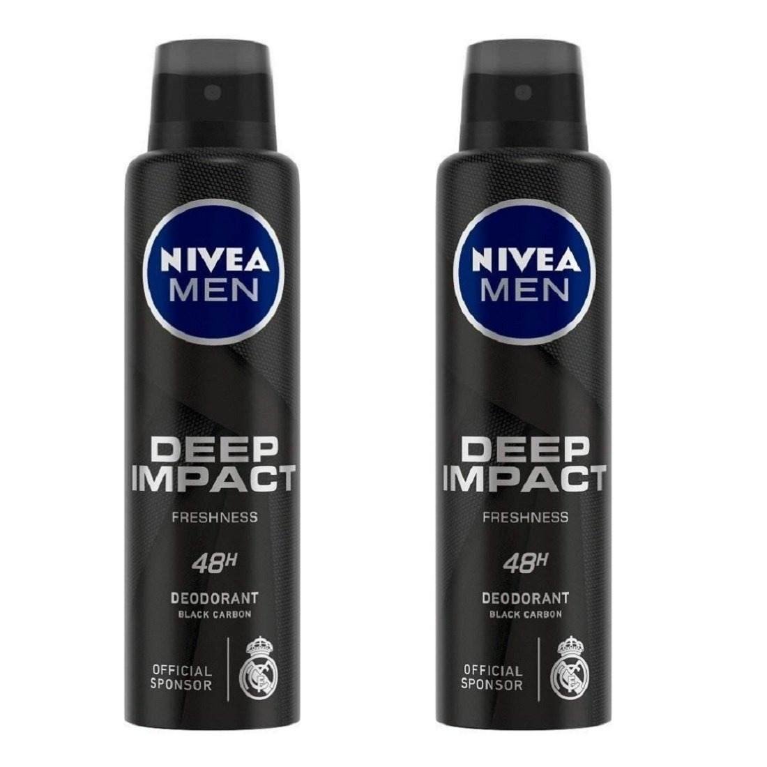 uk61rkpOeRbL-1.jpg Nivea Men Deep Impact Freshness Deodorant Spray - For Men,150 ml (Pack of 2) - Fast UK Delivery - Image 1