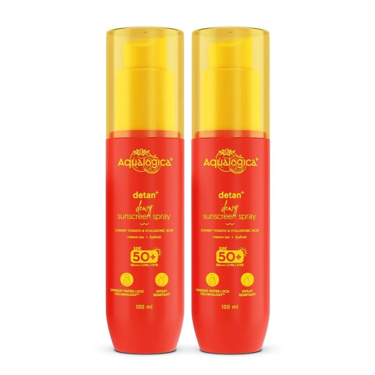 uk61rlbeivLSL-1-1.jpg Aqualogica Detan+ Dewy Sunscreen Spray Spf 50+ Pa++++ Uva/B Protection hydrating & Sweat Resistant lightweight & White Cast-100 Ml Non-Comedogenici For Unisex|Oxybenzone Free All Skin, 2 Count - Fast UK Delivery - Image 1