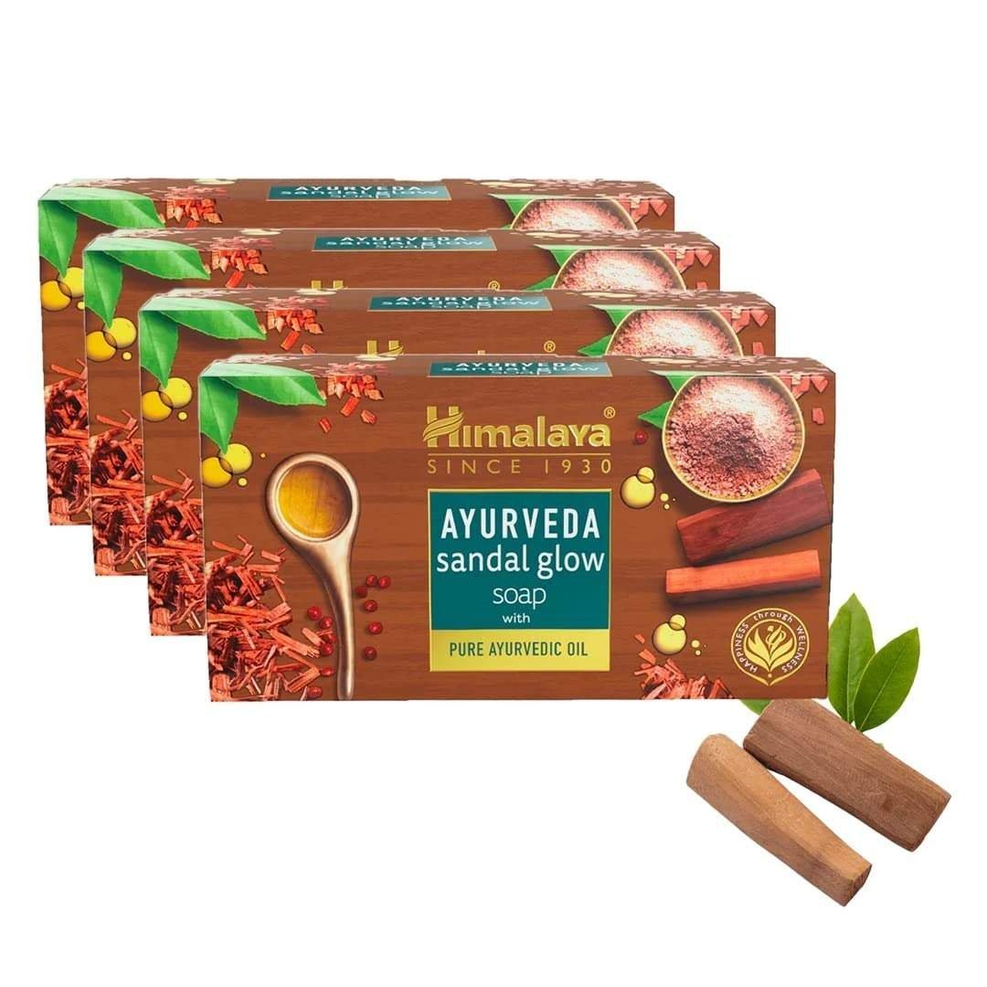 uk61s15-VtJLL-1-1.jpg Himalaya Ayurveda Sandal Glow Soap, 75 Gm (Pack Of 4, 300 Gm) - Fast UK Delivery - Image 1