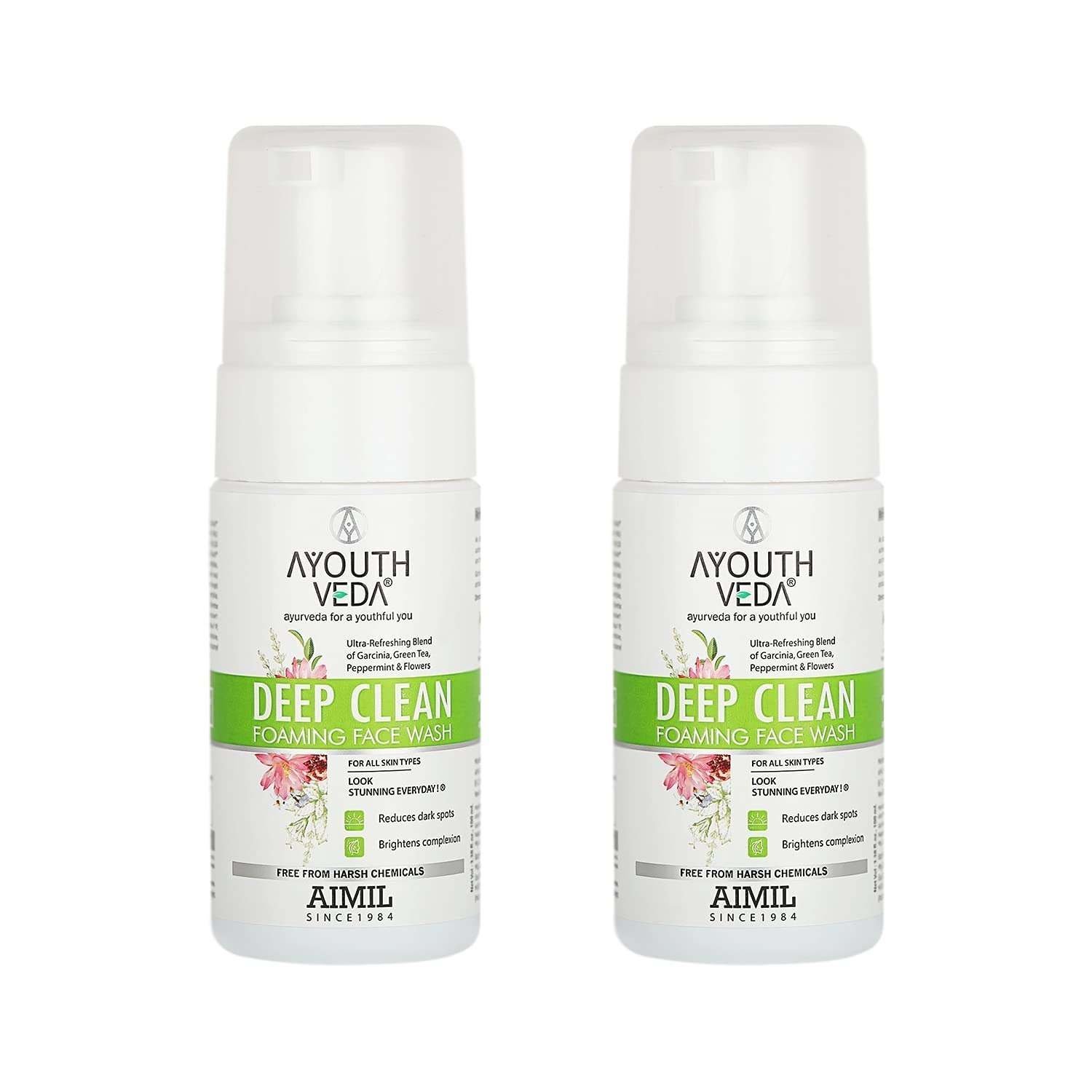 uk61sCAI3ZdiS-1-1.jpg Ayouthveda Deep Clean Foaming Wash |Reduces Pigmentation, Combats Dark Spots| Refreshing Blend of Indian Madder, Garcinia & Pomegranate | Everyday Face Wash for Men & Women (Pack of 2;100ml each) - Fast UK Delivery - Image 1