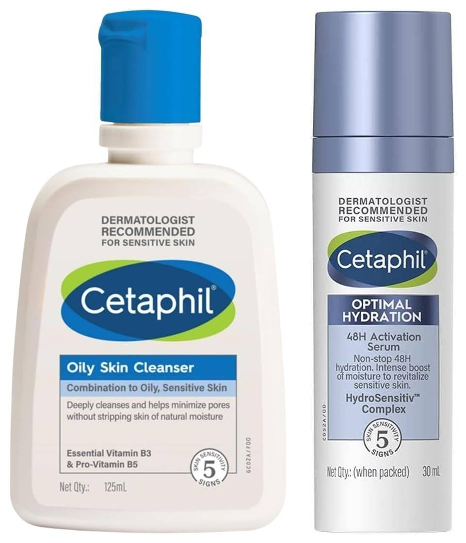 uk61sRZ7r5-rL-1-1.jpg Cetaphil Optimal Hydration Lightweight Serum 30 ml Fast absorbing Hyaluronic Acid Blue Daisy extract Vitamin B5 for Oily Skin Cleanser Daily For Oily Acne Prone SkinFoaming 125Ml - Fast UK Delivery - Image 1