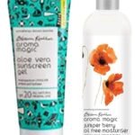 Aroma Magic Aloe Vera Sun Screen Gel, SPF 20, 100ml and Aroma Magic Juniper Berry Oil Free Moisturiser 200 ml - Fast UK Delivery