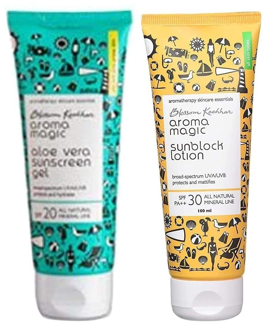 uk61sXzSijhL-1.jpg Aroma Magic Sunscreen Sun Block Lotion, Spf 30, 100Ml And Aloe Vera Sun Screen Gel, 100Ml|For All Skin Types - Fast UK Delivery - Image 1