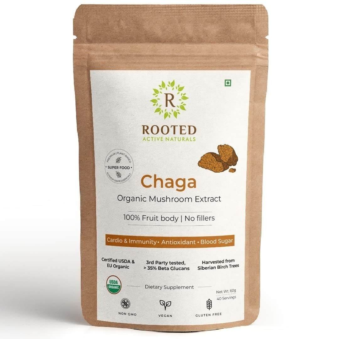 uk61siGhrWaL-1.jpg Rooted Actives Siberian Chaga Mushroom Capsules (60Gm) | Blood Sugar, Heart & Immunity | Usda Organic | 35% Beta Glucans | Certified Organic Siberian - Fast UK Delivery - Image 1