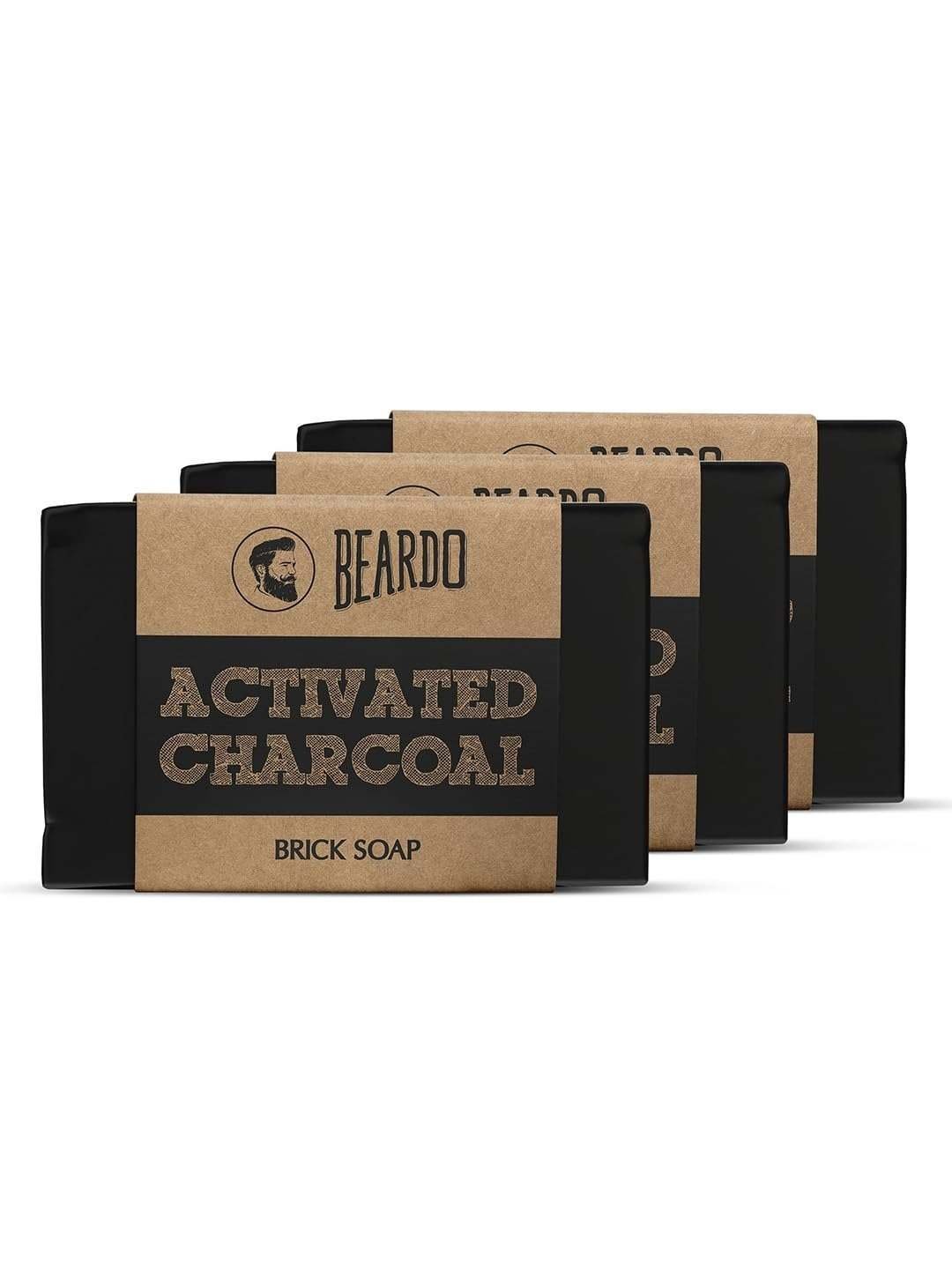 uk61tHBPY5hJL-1-1.jpg Beardo Activated Charcoal Brick Soap - (125G x 3) | With Activated Charcoal| Brick Soap for Men|Pollution Damage control| Deep Cleansing Handmade Soap - Fast UK Delivery - Image 1
