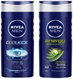 Nivea Men Shower Gel, Cool Kick Body Wash, 250ml & Men Shower Gel, Energy Body Wash, 250ml - Fast UK Delivery