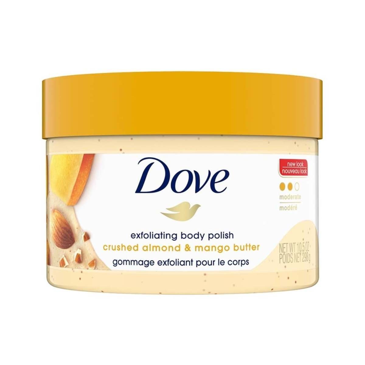 uk61tHc49RQ5L-1-1.jpg Dove Exfoliating Body Polish Scrub for Dry Skin with Crushed Almond and Mango Butter, Gently Exfoliates and Moisturizes to Reveal Instantly Soft, Smooth & Healthy Skin, Naturally Derived Ingredients, Sulfate-Free, Fruity Scent, 298g - Fast UK Delivery - Image 1