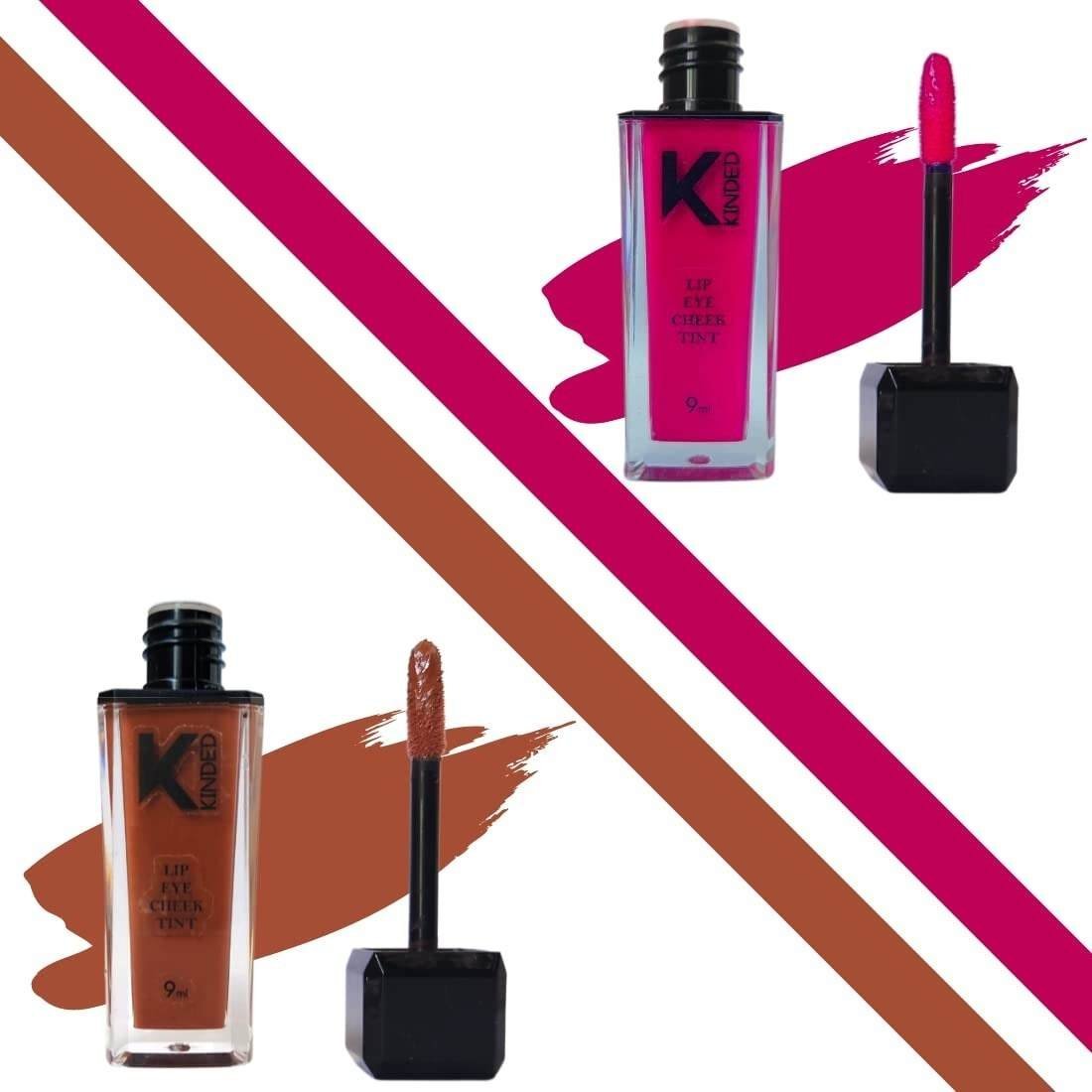 uk61tK2uz9W7L-1-1.jpg KINDED Lip Eye and Cheek Tint Combo for Women Girls Longlasting Moisturizing Vitamin E Liquid Lip Colour Lipstick Eyeshadow Blush (Liquid Matte Finish, More Magenta & Brown Temptation, 9 ml each) - Fast UK Delivery - Image 1