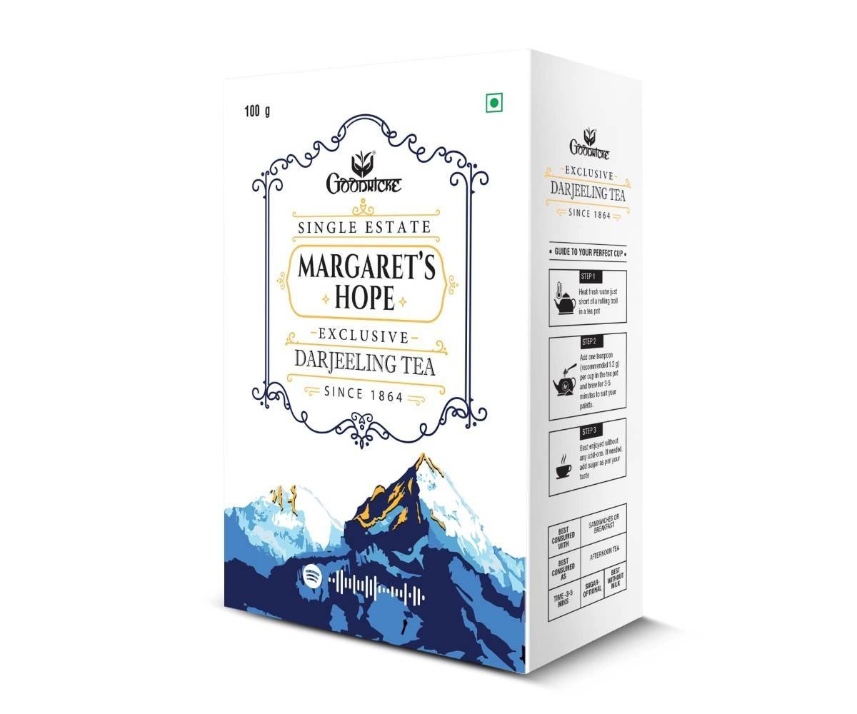 uk61tKumxpgdL-1.jpg GOODRICKE Single Estate, Margarets Hope - 100gm | Exclusive Darjeeling Tea, Since 1864, Summer Flush, Whole Leaf | Darjeeling Long Leaf Tea | Black Tea - Fast UK Delivery - Image 1