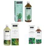 Kapiva Wheatgrass Juice, 1 L & Kapiva Thar Aloe Vera Juice (with Pulp) (1L) & Kapiva Karela Jamun Juice (1L) - Fast UK Delivery