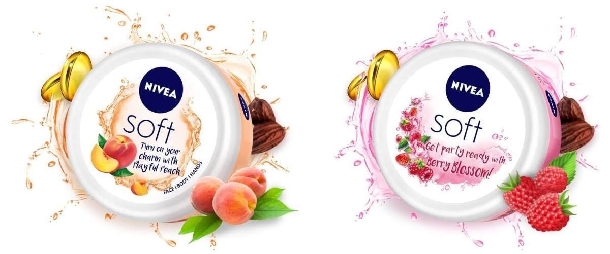uk61tq66JzF9L-1-1.jpg NIVEA Soft Playful Peach, Light Moisturizer Cream 200 ml & NIVEA Soft Berry Blossom, Light Moisturizer for Face, Hand & Body, 200 ml - Fast UK Delivery - Image 1
