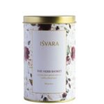 ISVARA Herbal Tea - The Herb Basket, Caffeine Free Rose Hibiscus Lavender Floral Tea with Cloves Cardamom & Orange Peel, Caffeine-free spiced floral tea 40gm - Fast UK Delivery