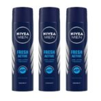 Nivea Men Deodorant Spray, Fresh Active, 150Ml (Pack Of 3) - Fast UK Delivery
