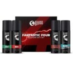 Beardo Fantastic 4 Perfume Body Spray Gift Set for Men 4X40ml | Long Lasting Fragrances | Legacy, Mafia, Mariner Capt Jack and Whisky Smoke Perfume Body Spray | Valentines day gift for husband | Gift for boyfriend | Gift for Men - Fast UK Delivery