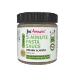 Jus' Amazin 5-Minute Pasta Sauce - Creamy Alfredo (200g), Only 5 Ingredients, 100% Natural, 85% Nuts, Zero Additives, Vegan & Dairy Free, Ready to Cook, Italian Cuisine - Fast UK Delivery