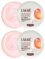 LAKME Peach Milk Soft CreMe Moisturizer for Face 100 g, Daily Lightweight Whipped Cream with Vitamin E for Soft, Glowing Skin - Non Oily 24h Moisture (Pack of 2) - Fast UK Delivery