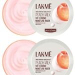LAKME Peach Milk Soft CreMe Moisturizer for Face 100 g, Daily Lightweight Whipped Cream with Vitamin E for Soft, Glowing Skin - Non Oily 24h Moisture (Pack of 2) - Fast UK Delivery