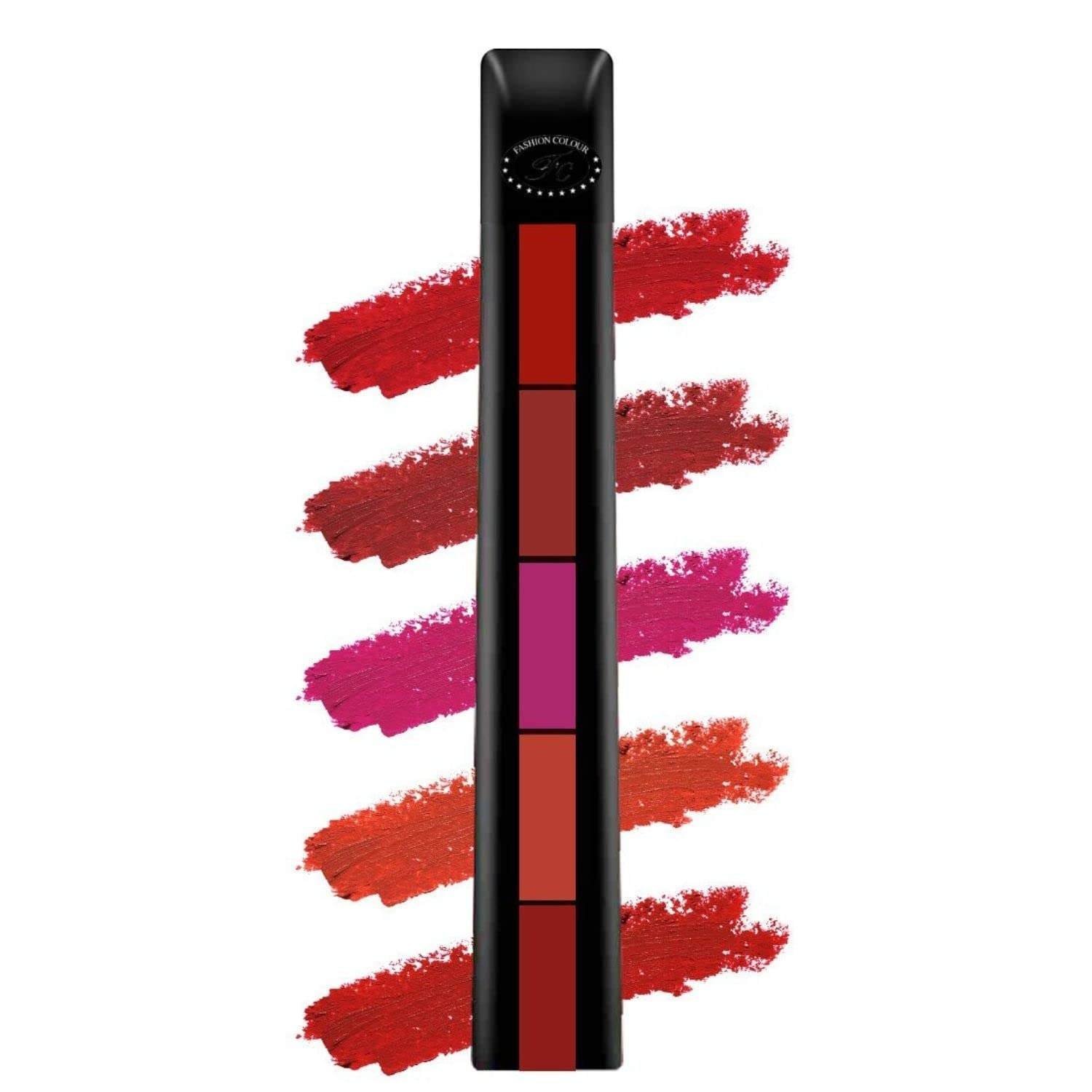 uk61uzKVNVHjL-1-1.jpg Fashion Colour 5-in-1 Lipstick | Five Shades In One (7.5gm) | Long Lasting, Matte Finish| Non Drying Formula with Intense Color Payoff | Compact & Easy to Use | (Shade 3) - Fast UK Delivery - Image 1