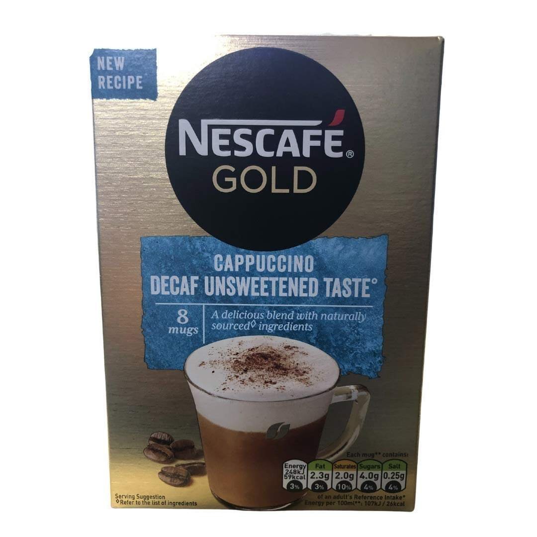 uk61v90F3NZRL-1.jpg Nescafe Gold Cappuccino Decaf unsweetened Taste Instant Coffee Sachets (8 x 15g), 120g - Fast UK Delivery - Image 1
