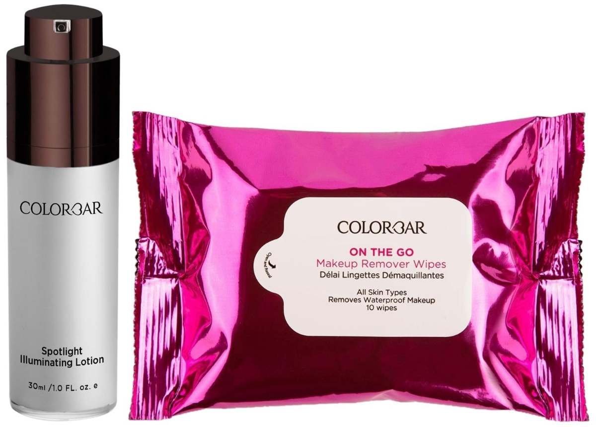 uk61vCiNcq57L-1-1.jpg Colorbar Spotlight Illuminating Lotion & On The Go Makeup Remover Wipes Combo - Fast UK Delivery - Image 1