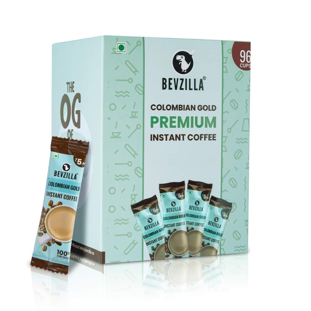 uk61vni0xw3L-1.jpg Bevzilla 96 Instant Coffee Powder Sachets (Colombian Gold) - 192 Grams|Hot & Cold Coffee|Makes 96 Cups|100% Arabica Coffee|Strong Coffee|Easy To Carry|Best Coffee|Espresso, Latte, Cappuccino|Premium - Fast UK Delivery - Image 1