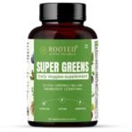 Rooted Actives Superfood Greens & Herbs Daily Veggies supplement | 22 Daily Greens, Probiotics & Enzymes (60 Tablets) | Rich in vitamins, minerals, iron, fiber & antioxidants - Fast UK Delivery