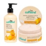 mCaffeine Pumpkin Spice Cleanse & Detan Duo for Glowing Skin| Mildly Cleanses, Exfoliates, Detans|Pumpkin Body Wash - 300ml & Pumpkin Body Scrub - 175 g | Sweet & Spicy Pumpkin Aroma for Men & Women - Fast UK Delivery