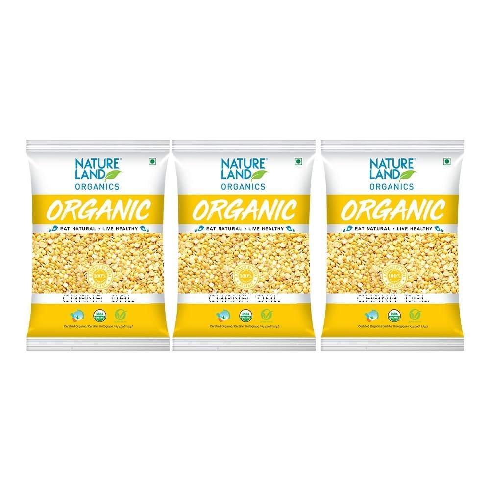 uk61wwwa1-LcL-1.jpg Natureland Organics Chana Dal 500 Gm (pack of 3) - Organic Healthy Pulses - Fast UK Delivery - Image 1