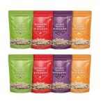 Rooted Delight All Time Favourite Makhana Combo Roasted Makhana | Pack of 8 (35g each) Low Calorie Healthy Puffed Snacks | Roasted Foxnuts | Garlic and Onion | Gluten Free | Zero Cholesterol & Trans Fat - Fast UK Delivery