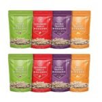 Rooted Delight All Time Favourite Makhana Combo Roasted Makhana | Pack of 8 (35g each) Low Calorie Healthy Puffed Snacks | Roasted Foxnuts | Garlic and Onion | Gluten Free | Zero Cholesterol & Trans Fat - Fast UK Delivery