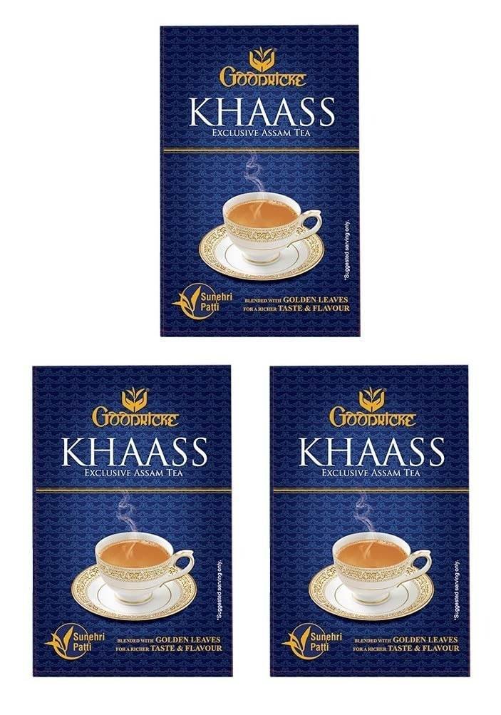 uk61xC5OfIjbL-1.jpg GOODRICKE Khaass Assam Tea - 250 gm, (Pack of 3) | 100% Natural Golden Leaves | Richer Taste & Flavour | Sunehri Patti Chai | Iresistible Aroma - Fast UK Delivery - Image 1
