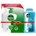 Dettol Original Germ Protection Handwash Liquid Soap Refill, 1500ml & Body Wash and Shower Gel, Cool - 250ml - Fast UK Delivery