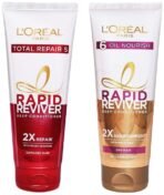 L'Oreal Paris Rapid Reviver Total Repair 5 Deep Conditioner, 180ml & L'Oreal Paris Rapid Reviver 6 Oil Nourish Deep Conditioner, 180ml - Fast UK Delivery
