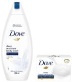 Dove Deeply Nourishing Body Wash & Dove Cream Beauty Bathing Bar 100 g Combo - Fast UK Delivery