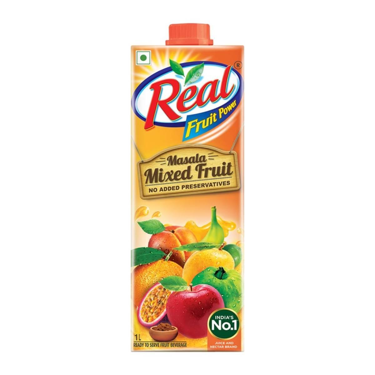 uk61xelDhBr7L.jpg DABUR Real Masala Mixed Fruit Juice - 1L | No Added Preservatives,No Artificial Colours & Artificial Flavours | Goodness of Best Fruits with Chatpata Masala | Daily Dose of Fruit Nutrition - Fast UK Delivery - Image 1