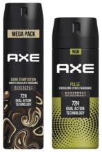 AXE Dark Temptation Long Lasting Deodorant Bodyspray For Men 215 ml & Axe Pulse Long Lasting Deodorant Bodyspray for Men 150 ml - Fast UK Delivery