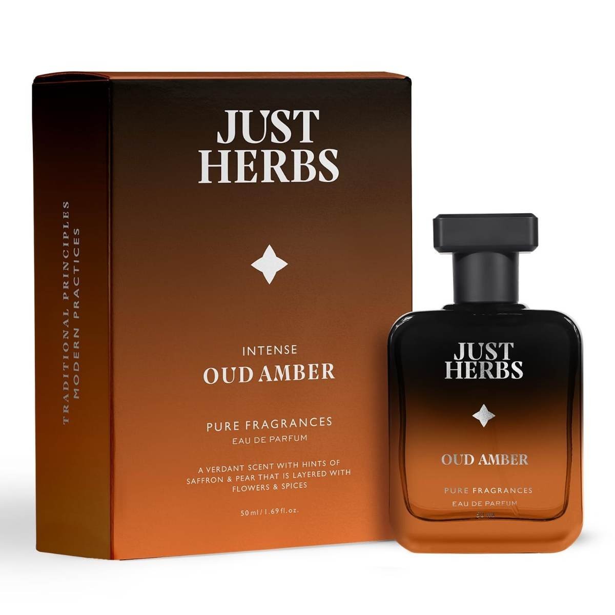 uk61y9gBgkE3L-1.jpg Just Herbs Intense Oud Amber Eau Da Parfum for Men 50 ml | Long Lasting Pure Fragrance Body Spray Mens Perfume with Flowers & Spices - Fast UK Delivery - Image 1