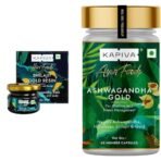 Kapiva Shilajit Gold Resin-20g Contains 24 Carat Gold 100% Ayurvedic & Kapiva Ashwagandha Gold Capsules, 183rd day harvested Potent Nagori Ashwagandha With Gold(60 Capsules) - Fast UK Delivery