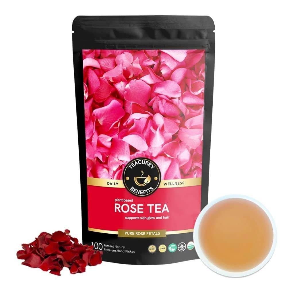uk61yHzcOD1mL.jpg TEACURRY Rose Petal Tea Bags - 15 Rose Tea Bags | Helps Boosts Digestion, Lose Weight, Relieves Anxiety, Increases Skin Glow | Green Tea With Rose Flavor | Rose Tea For Weight Loss - Fast UK Delivery - Image 1