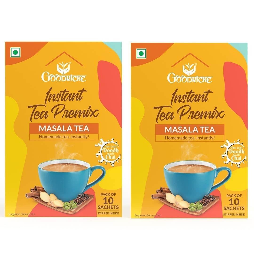 uk61yROdDQMWL-1.jpg GOODRICKE Instant Premix Tea Masala Flavor - 10 Sachets,(Pack Of 2)| Masala Tea Powder | Masala Chai | Assam Tea | Readymade Tea Mix Instant Sachets | Masala Tea Premix, 20gm - Fast UK Delivery - Image 1