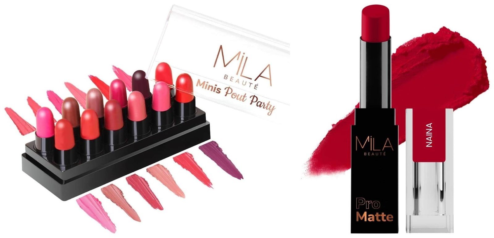 uk61yeK5UP01L-1-1.jpg MILA Beaute Minis Pout Party Lipstick for Women | Matte Finish Lipstick Set of 12 Pieces (Shade-B, 12g) Pro Matte Lipstick | Creamy Matte Lipstick | Shade - Naina, 4.2g - Fast UK Delivery - Image 1