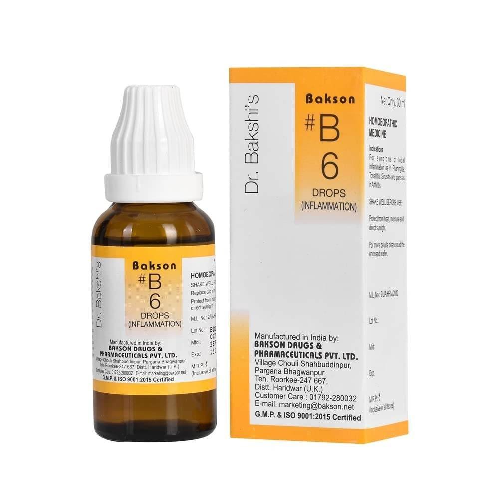 uk61yoUi9wFL-1.jpg Dr. Bakshi's BAKSON'S HOMOEOPATHY # B 6 Inflammation Drops (30 ml) - Image 1