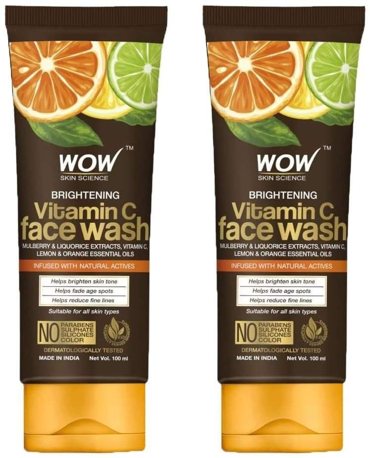 uk61z3mDJRpCL-1-1.jpg WOW Skin Science Brightening Vitamin C Face Wash | All Skin Types | Glowing Bright Skin | Refreshing | Paraben & Sulphates Free | Face Wash for Women & Men | 100 ml (Pack of 2) - Fast UK Delivery - Image 1